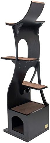 FrontPet Willow Cat Tree Tower Espresso / 20โL x 20โW x 69โH / Cat Tower / Cat Scratching Tower / Cat Activity Tower / Modern Cat Tower / Modern Cat Tree / Unique Cat Furniture / Cat Furniture Modern