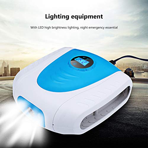 Multi-Funcion Mini Car Air Pump for Car Tires with LED Light Digital Air Pump for Commercial Vehicles, Motorcycles, Bicycles, Balls, Inflatable Cushions, Kayaks-Blue - Thumbnail 2