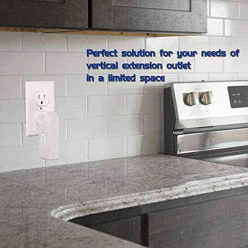 3 Way Vertical Outlet Wall Tap Outlet Splitter Extender with 3 Prong