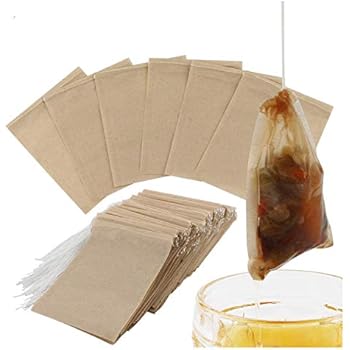 300PCS Tea Filter Bags, Disposable Paper Tea Bag with Drawstring Safe Strong Penetration Unbleached Paper for Loose Leaf Tea and Coffee