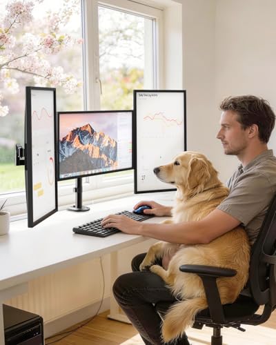 Triple Monitor Mount,3 Monitor Desk Mount Fits 13-27 inch Screens,Triple Monitor Stand Fully Adjustable with Cable Management,10kg Weight Capacity per Arm,VESA 75/100mm
