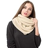 Women's Winter Knit Infinity Scarf Fashion Thick Warm Circle Loop Scarves (Beige/Black/Grey/Pink/Black gradient gray)