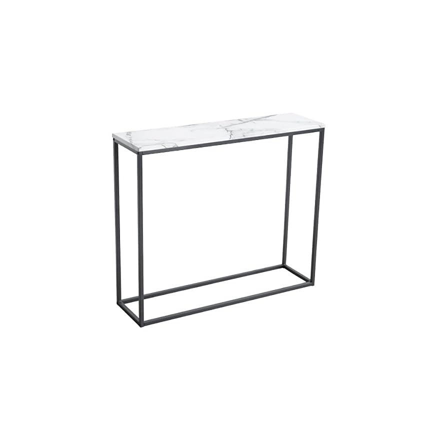 roomfitters Sofa Console Table Marble Print Top Metal Frame Accent