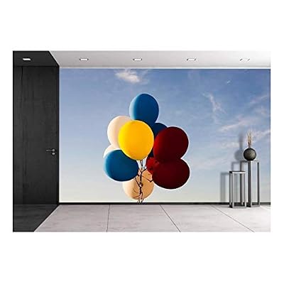 Colorful Balloons Flying in The Air - Removable Wall Mural | Self-Adhesive Large Wallpaper - 100x144 inches