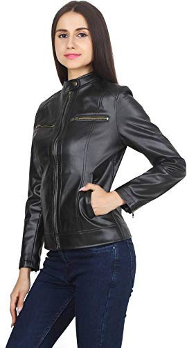 nibha creations latest fashion black faux leather jacket for women and girls
