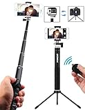 Selfie Stick Tripod with Bluetooth Remote for iphone 6 6s 7 plus Android Samsung Galaxy S7 S8 Plus Edge, Foneso 3 in 1 Pocket Extendable Aluminum Alloy Monopod, Support Photo & Video