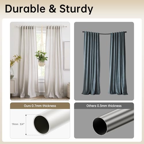 30-110" Extendable Curtain Rods, 3/4" Diameter 19mm, Adjustable Curtain Rod with Wood Grain Finials, Elegant Decorative Rods for Bedroom