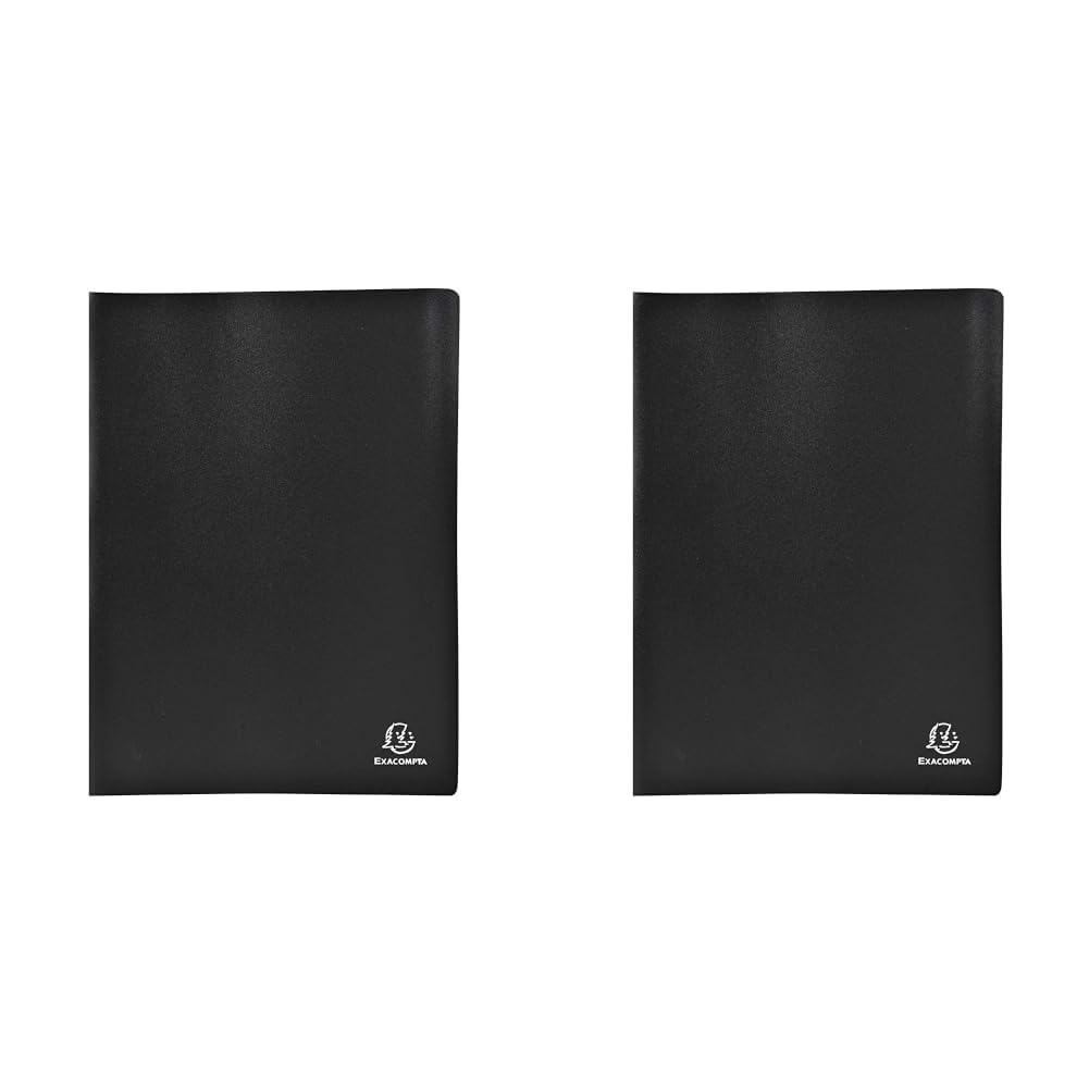 Exacompta - Ref 85101E - Soft PP Display Book - Suitable for A4 Documents, Made from Polypropylene, Lightweight, 100 Pockets, 200 Viewing Pages - Black Cover (Pack of 2)