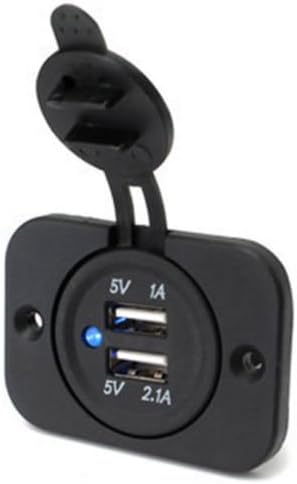 Dikley Dual USB Charger Auto Socket Power Outlet DC 12V Fast Charge Adapter 2.1A &amp; 1.0A for Car Boat Marine Mobile