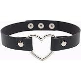 Yocoyee Love Heart Leather Choker Gothic Punk Necklace Soft PU Collar Chain Adjustable Daily Party Dressing Jewelry for Women