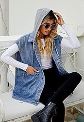 PAODIKUAI Women's Denim Vest Mid Long Jean Vest