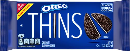 OREO THINS CHOCOLATE SANDWICH COOKIES, FAMILY SIZE, 11.78 OZ