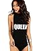 Verdusa Women's Sexy Sleeveless Mock Neck Thong Clubwear Bodysuit Black M