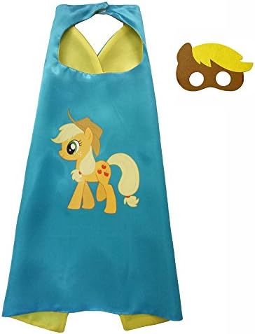 FASHION ALICE Kids Children’s My Little Pony Hero Superman CAPE &amp; MASK SET,Halloween Costume Cloak for Child (Apple Jack,Yellow)