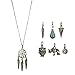 LUX ACCESSORIES Dreamcatcher Owl Elephant Spear Arrow Head Boho Tribal Leaf Crystal Floral Interchangeable Charm Pendant Necklace (7 Charms)