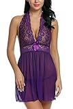 Avidlove Women's Babydoll Lace Lingerie Mesh Outfits Halter Chemise