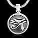 925 Sterling Silver Eye of Horus Egypt Protection Pendant on Alloy Necklace Chain, 18 inches