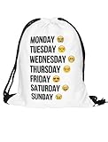 Dimayar 18''X13.75'' Emoji Sackpack Team Training Gymsack Drawstring Backpack Sack Bag for Girls for Kids School Backpacks