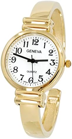 Women\'s White Gold Analog Quartz Classic Easy Read Bangle Cuff Bracelet Watch Amazon.com: Women Classic Silver Tone Easy Read Bangle Cuff  main image 4