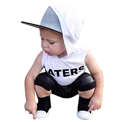 Fabal 2pcs Toddler Kids Baby Boys Tops Hoodie T-shirt+ Shorts Pants Outfit Clothes Set (3/4T, White) - Thumbnail 2