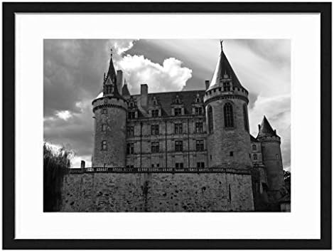 Tcrying France Castle Old - Art Print Wall Black Wood Grain Wall Art Picture 20x14 Inches Framed