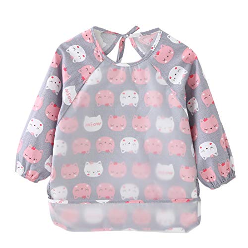 Amazon Com Happy Cherry Long Sleeve Breathable Bib For Baby Toddler Feeding Eating Painting Cute Cartoon Art Apron Baby
