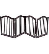 Internet's Best Dog Gate with Arched Top - 4 Panel - 24 Inch Step Over Fence - Free Standing Fold...