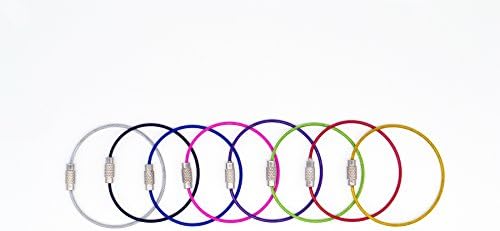 Giantstar 8 Assorted Colors, Stainless key ring, Durable Steel Cable Ring, Cable keyring Twist Barrel (8pcs) (8 color)