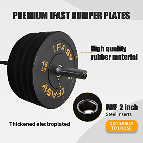 SimpleL 100LB Olympic Weight Plates, Rubber Bumper Plates, Home Gym Strength Training Barbell