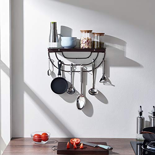 MXARLTR Floating Shelf Wall Mounted, Sturdy Iron Shelf for Kitchen, Bathroom Decor Storage Key Hooks Shelf with Hooks