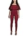 PRETTYGARDEN Off Shoulder Sleeve Hollow Out Sexy Women Bodycon Long Jumpsuit Rompers (Medium, 2186-Red)