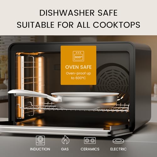 COOKNANO 3-Piece pan Set 20+26+30 cm, Stainless Steel pan, uncoated, Durable, Stainless Steel Handles, Suitable for All Types of cookers, Dishwasher-Safe