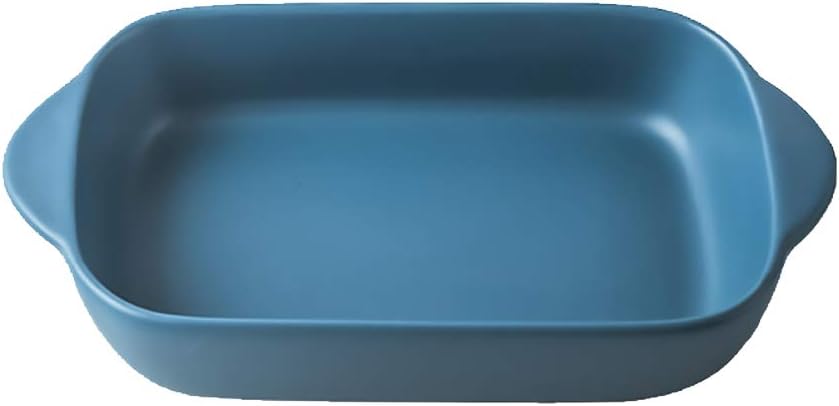 Blue Small Ceramics Rectangular Baking Dishes with Handle for Oven Ceramic Baking Pan Lasagna Casserole Pan Individual Bakeware 9x5 inch