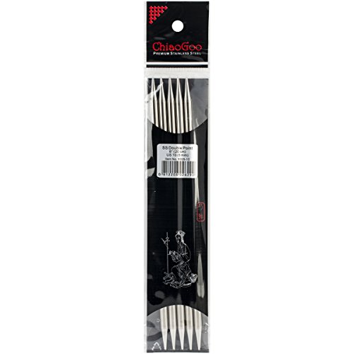 ChiaoGoo 6008W-10 8-Inch Double Point Stainless Steel Knitting Needles, 10/6mm