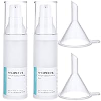 Luxtrip 2 Pcs 1 OZ Travel Size Empty Vacuum Piston Emulsion Bottles with 2 Funnels, 30ml Transparent Makeup Water Toner Lotion Storage Sprayer Portable Refillable Tube Cosmetic Container Jar