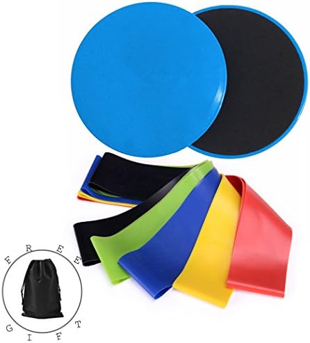 Gliding Discs Core Sliders &amp; Exercise Resistance Loop Bands Dual Sided Abdominal Exercise Sliders For Carpet, Strength And Stability, Crossfit
