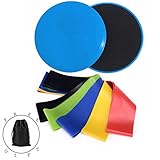 Gliding Discs Core Sliders & Exercise Resistance Loop Bands Dual Sided Abdominal Exercise Sliders For Carpet, Strength And Stability, Crossfit