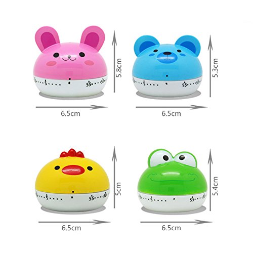 Yiwa Cartoon Animal Kitchen Timer Cute Cooking Mechanical Home Decor Pink