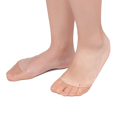 Flammi 6 Pairs Women's No Show Sheer Toe Cover with Cushion Non-Skid Sole Toe Toppers Socks Half Socks (Nude) - Thumbnail 4