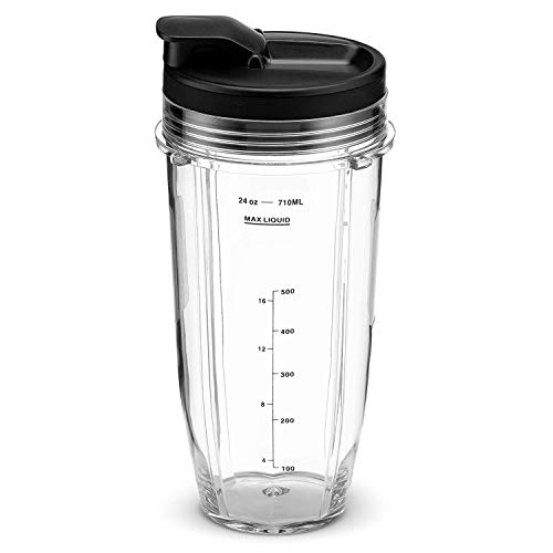 Nutri Ninja 24 oz. Tritan Cups with Sip & Seal Lids. Compatible with BL480, BL490, BL640, BL680 Auto IQ Series Blenders (Pack of 2)