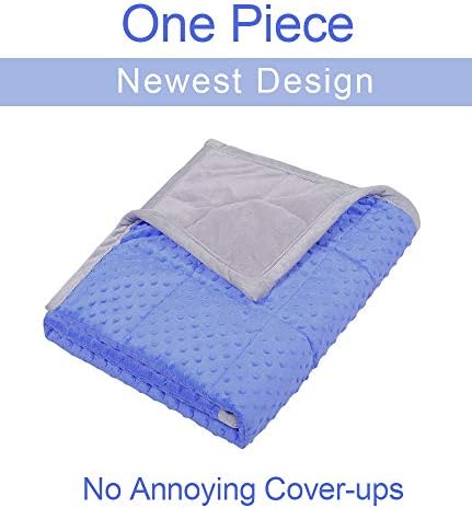 CbMoun Weighted Blanket for Kids Newest One Piece Design Minky Dot Weighted Blanket 5 lbs Twin Size 36x48 Premium Quality for Boys and Girls 40-60 lbs (Blue)