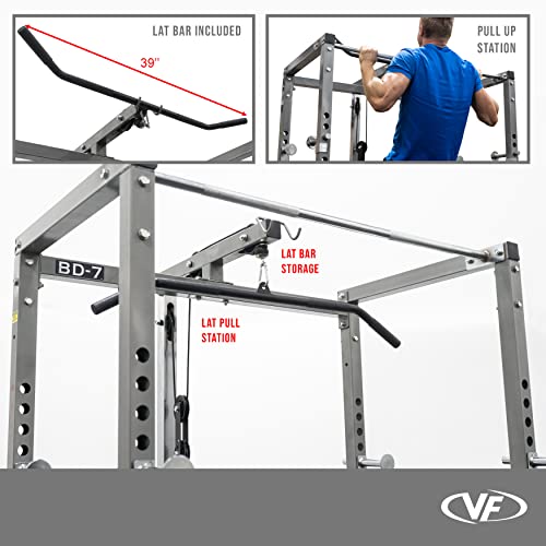Valor Fitness BD7 Power Rack with LAT Pull Attachment & Pull Up