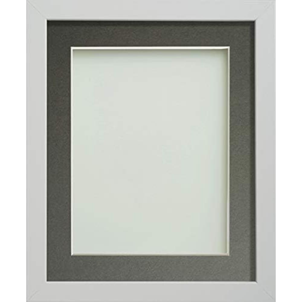 Frame Company Allington White 8x6 inch Frame With Grey Mount For Image 5x3 inch *Choice of sizes* Fitted with Real Glass