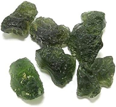 Pooja Gems Moldavite by The Gram - Natural raw Rough- Tektite Pieces Natural Unheated Healing Gemstone from Czech Republic