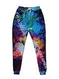 Unisex Emoji Joggers Sweatpants Trousers Galaxy blue Sportswear gym sport (L)