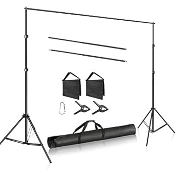 Neewer Photo Studio Adjustable 10ft/3m Wide Cross Bar 6.6ft/2m Tall Background Stand Backdrop Support System with 2 Backdrop Clamps, 2 Sandbags and Carry Bag for Portrait Product Video Shooting
