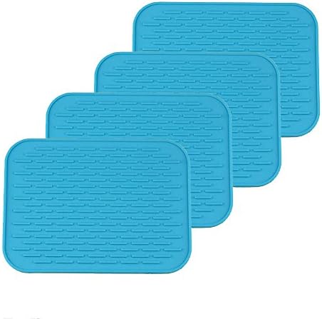 New Placemat, Grab Heat Protection Mats, Non Harm Healthy Silcone Material, Flexible, Anti Slippery, Heat and Water Proof Table Coaster 4pcs Set Pack(Blue)