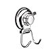 BRIESLY Stainless Steel Waterproof Suction Cup Hooks Holder,Bathroom Shower Kitchen Organizer for Towel, Bathrobe,Chrome