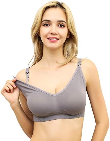 Bstba Maternity Seamless Bralette Nursing Bra for Breastfeeding and Sleeping, S-XL Plus Size with Clips