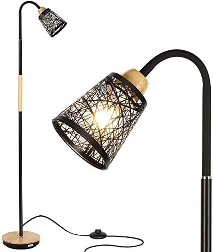 Modern Floor Nightstand Lamp, Tall Standing Floor Lamp for Living Room with 360° Adjustable Swing Arm Design for Living Room, College Dorm, Office, Black